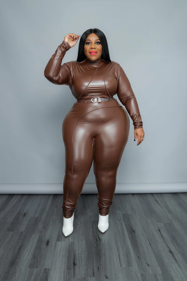 Curvaceous Boutique Chocolate Trimmed Out Catsuit SALE 3 Curvaceous Boutique Chocolate Trimmed Out Catsuit SALE