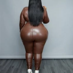 Curvaceous Boutique Chocolate Trimmed Out Catsuit SALE