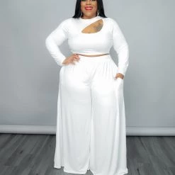 Curvaceous Boutique SALE Ivory Victoria Wide-Leg Set