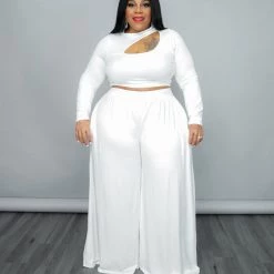 Curvaceous Boutique SALE Ivory Victoria Wide-Leg Set