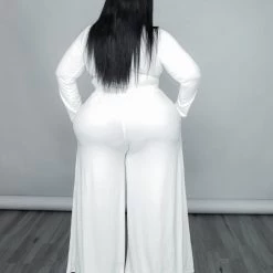 Curvaceous Boutique SALE Ivory Victoria Wide-Leg Set