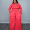 Curvaceous Boutique Red Victoria Wide-Leg Set SALE