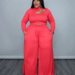 Curvaceous Boutique Red Victoria Wide-Leg Set SALE
