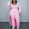 Curvaceous Boutique Pink Farrah Pant Set SETS