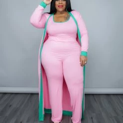 Curvaceous Boutique Pink Farrah Pant Set SETS