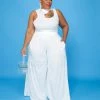 Curvaceous Boutique Ivory Cut-Out Wide-Leg Set SETS