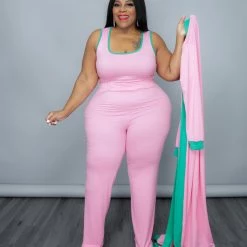 Curvaceous Boutique Pink Farrah Pant Set SETS