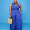 Curvaceous Boutique Royal Blue Cut-Out Wide-Leg Set SETS
