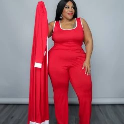 Curvaceous Boutique Red Farrah Pant Set