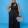 Curvaceous Boutique Black Cut-Out Wide-Leg Set SETS