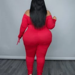 Curvaceous Boutique Red Ruche On Drawstring Catsuit JUMPSUITS 7 Curvaceous Boutique Red Ruche On Drawstring Catsuit JUMPSUITS