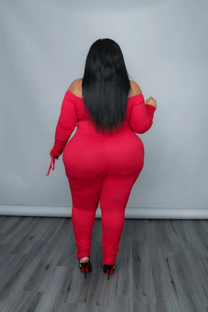 Curvaceous Boutique Red Ruche On Drawstring Catsuit JUMPSUITS 5 Curvaceous Boutique Red Ruche On Drawstring Catsuit JUMPSUITS