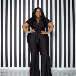 Curvaceous Boutique NEW Black Thommy Flare Jumpsuit