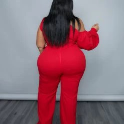 Curvaceous Boutique Red Cold Shoulder Jumpsuit JUMPSUITS 7 Curvaceous Boutique Red Cold Shoulder Jumpsuit JUMPSUITS