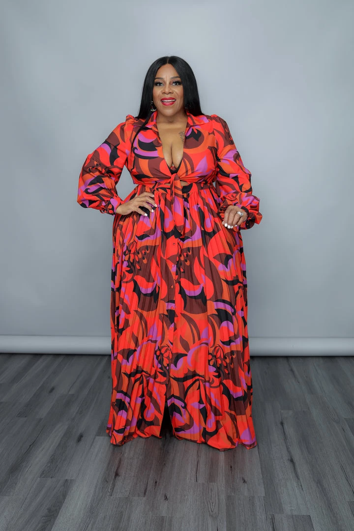 Curvaceous Boutique DRESSES Red Abstract Pleated Dress 4 Curvaceous Boutique DRESSES Red Abstract Pleated Dress