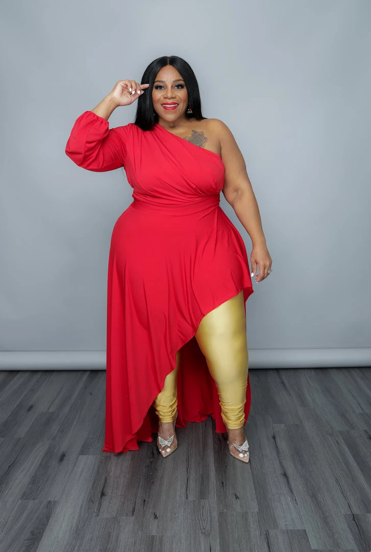 Curvaceous Boutique Red Skylar Hi Low Dress/Top DRESSES 4 Curvaceous Boutique Red Skylar Hi Low Dress/Top DRESSES