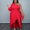 Curvaceous Boutique Red Skylar Hi Low Dress/Top DRESSES 2 Curvaceous Boutique Red Skylar Hi Low Dress/Top DRESSES