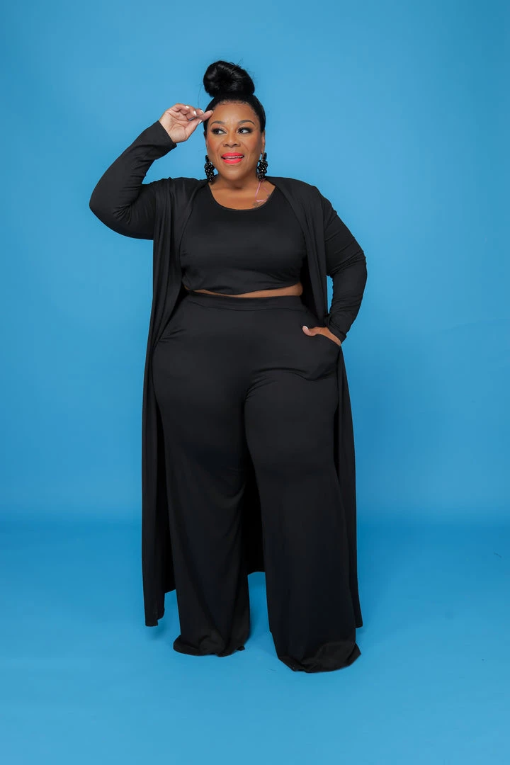 Curvaceous Boutique Black Summer Duster Set SETS 3 Curvaceous Boutique Black Summer Duster Set SETS