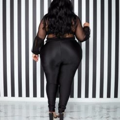 Curvaceous Boutique Black Crochet Sheer Top