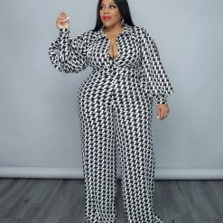 Curvaceous Boutique NEW Hot In Houndstooth Jumpsuit