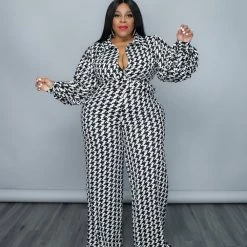 Curvaceous Boutique NEW Hot In Houndstooth Jumpsuit