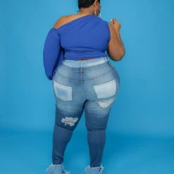 Curvaceous Boutique Royal Blue One Sleeve Top TOPS