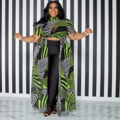 Curvaceous Boutique NEW Green Print Sheer Maxi Top 6 Curvaceous Boutique NEW Green Print Sheer Maxi Top