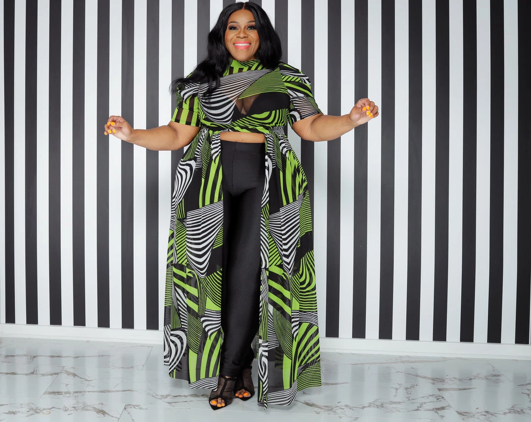 Curvaceous Boutique NEW Green Print Sheer Maxi Top 4 Curvaceous Boutique NEW Green Print Sheer Maxi Top