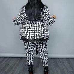 Curvaceous Boutique SETS Houndstooth Cardigan Set