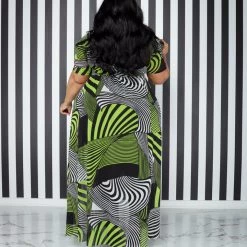 Curvaceous Boutique NEW Green Print Sheer Maxi Top 7 Curvaceous Boutique NEW Green Print Sheer Maxi Top