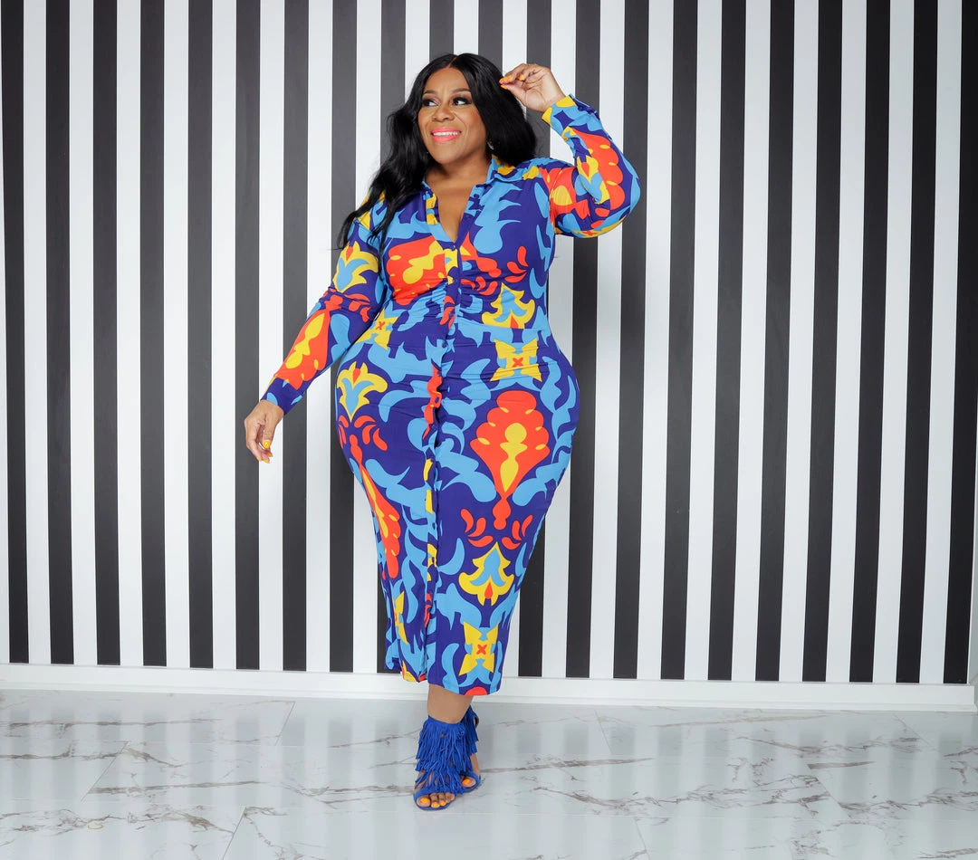 Curvaceous Boutique Poppin In Color Midi Dress NEW 3 Curvaceous Boutique Poppin In Color Midi Dress NEW