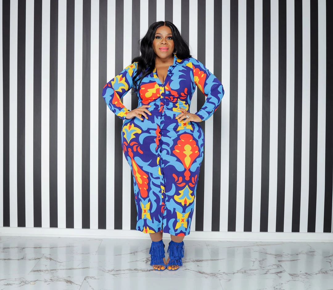 Curvaceous Boutique Poppin In Color Midi Dress NEW 4 Curvaceous Boutique Poppin In Color Midi Dress NEW