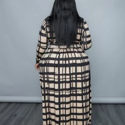 Curvaceous Boutique Beige Grid Perfectly Tied Skirt Set 7 Curvaceous Boutique Beige Grid Perfectly Tied Skirt Set