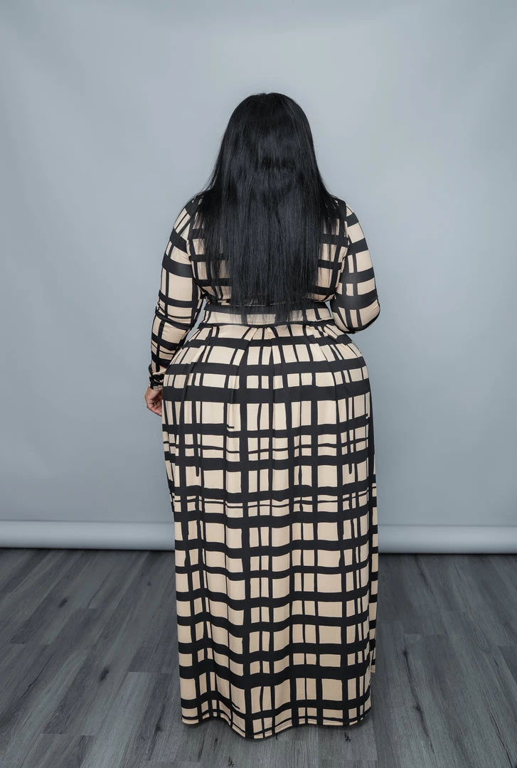 Curvaceous Boutique Beige Grid Perfectly Tied Skirt Set 5 Curvaceous Boutique Beige Grid Perfectly Tied Skirt Set