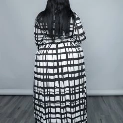 Curvaceous Boutique White Grid Perfectly Tied Skirt Set SALE