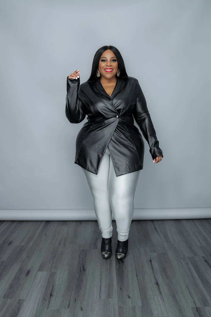 Curvaceous Boutique SALE Black Faux Leather Coat Dress 3 Curvaceous Boutique SALE Black Faux Leather Coat Dress