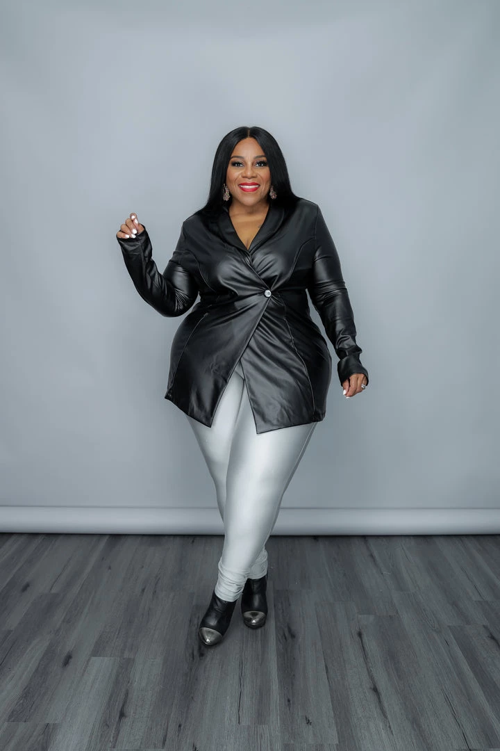 Curvaceous Boutique SALE Black Faux Leather Coat Dress 4 Curvaceous Boutique SALE Black Faux Leather Coat Dress