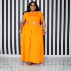 Curvaceous Boutique Orange Dare To Flare Dress