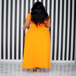 Curvaceous Boutique Orange Dare To Flare Dress