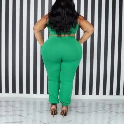 Curvaceous Boutique Green Easy Going Jogger Set