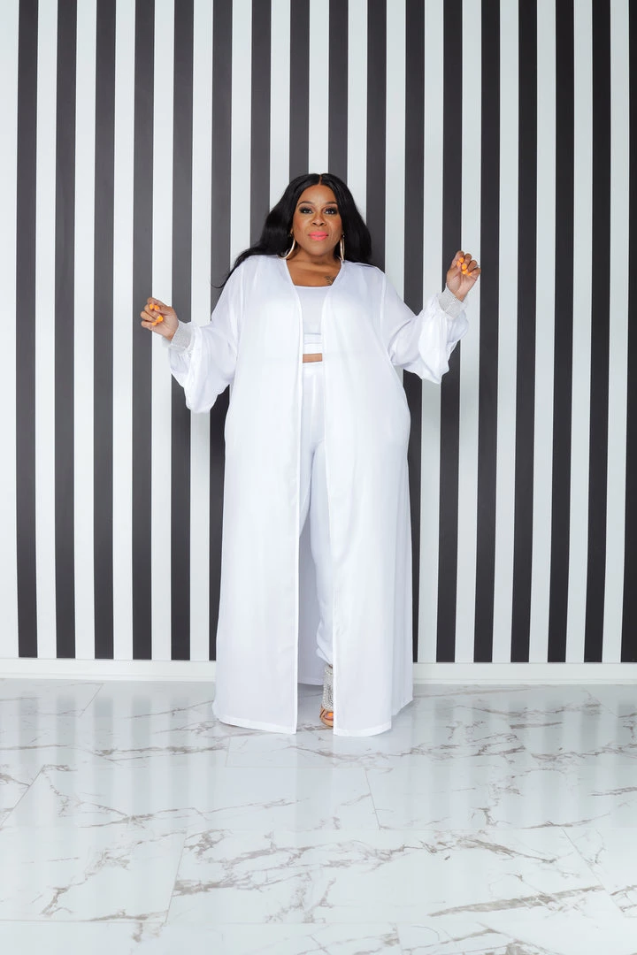 Curvaceous Boutique White Rhinestone Cuff Duster NEW 3 Curvaceous Boutique White Rhinestone Cuff Duster NEW