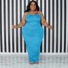 Curvaceous Boutique Turquoise Shirred Maxi Dress NEW