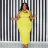 Curvaceous Boutique Yellow Pretty Cut-Out Dress