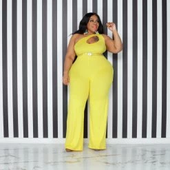 Curvaceous Boutique Yellow Pretty Cut-Out Jumpsuit