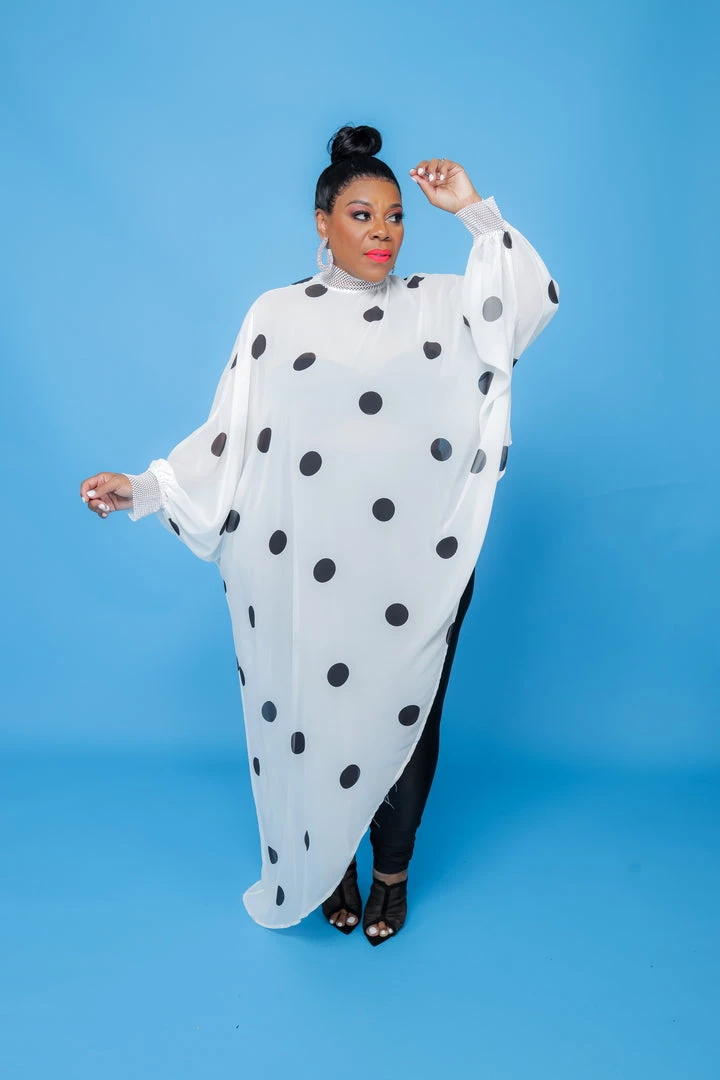 Curvaceous Boutique TOPS White Polka Dot Chiffon Asymmetric Top 3 Curvaceous Boutique TOPS White Polka Dot Chiffon Asymmetric Top