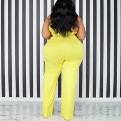 Curvaceous Boutique Yellow Pretty Cut-Out Jumpsuit