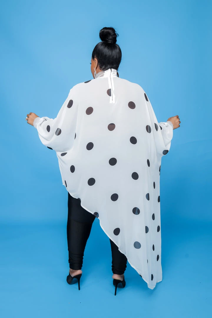 Curvaceous Boutique TOPS White Polka Dot Chiffon Asymmetric Top 4 Curvaceous Boutique TOPS White Polka Dot Chiffon Asymmetric Top