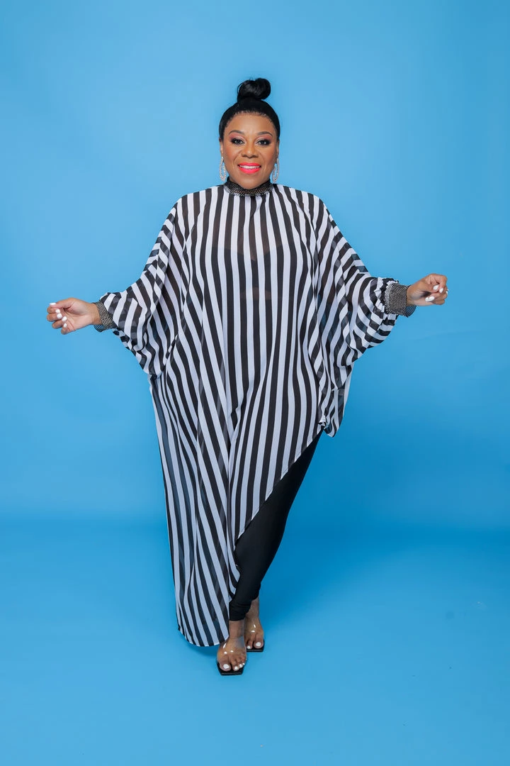 Curvaceous Boutique Stripe Chiffon Asymmetric Top 3 Curvaceous Boutique Stripe Chiffon Asymmetric Top