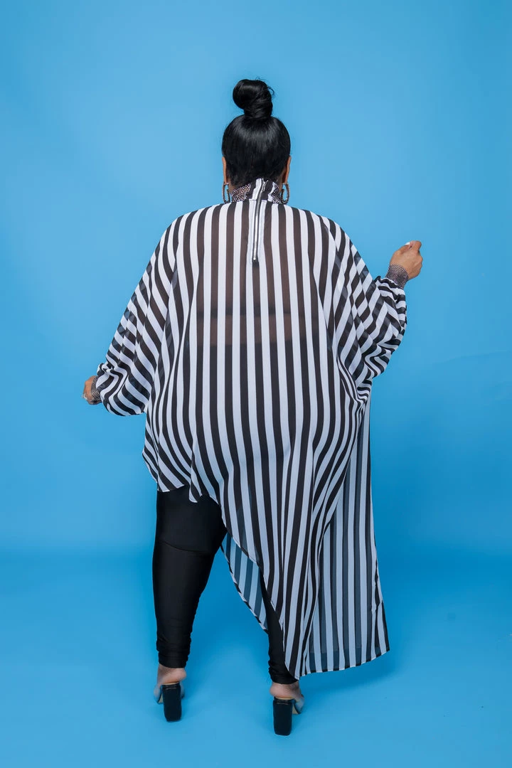 Curvaceous Boutique Stripe Chiffon Asymmetric Top 4 Curvaceous Boutique Stripe Chiffon Asymmetric Top