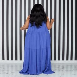 Curvaceous Boutique Blue Tiered Halter Dress 7 Curvaceous Boutique Blue Tiered Halter Dress